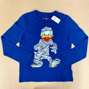 New Gap Kids Disney Donald Duck Mummy Shirt Boys Small 6-7 Halloween Fall Blue